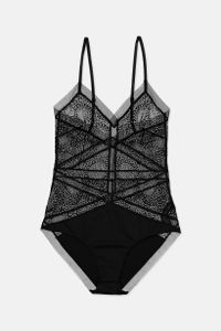 Womens Endless Lace Bodysuit  Black