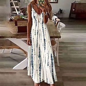 Women's A Line Dress Slip Dress Long Dress Maxi Dress White Yellow Blue Sleeveless Print Print Spring Summer Spaghetti Strap Casual 2023 S M L XL XXL 3XL 4XL 5XL miniinthebox