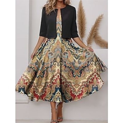 Women's Two Piece Dress Set Casual Dress Chiffon Dress Outdoor Holiday Vintage Ethnic Print Midi Dress V Neck Half Sleeve Paisley Tribal Regular Fit Yellow Blue Purple Spring S M L XL XXL Lightinthebox Women's Two Piece Dress Set Casual Dress Chiffon Dress Outdoor Holiday Vintage Ethnic Print Midi Dress V Neck Half Sleeve Paisley Tribal Regular Fit Yellow Blue Purple Spring S M L XL XXL Lightinthebox