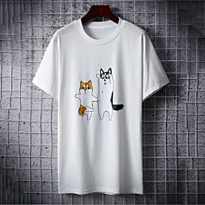 Men's Tee T shirt Hot Stamping Dog Graphic Prints Animal Print Short Sleeve Casual Tops 100% Cotton Basic Designer Big and Tall White Lightinthebox