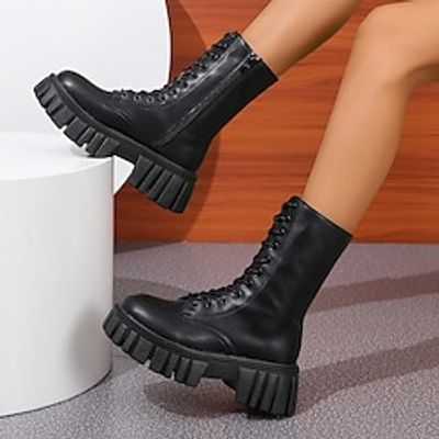 Women's Boots Platform Boots Combat Boots Motorcycle Boots Daily Booties Ankle Boots Platform Classic Comfort Minimalism Faux Leather Lace-up Black Lightinthebox Women's Boots Platform Boots Combat Boots Motorcycle Boots Daily Booties Ankle Boots Platform Classic Comfort Minimalism Faux Leather Lace-up Black Lightinthebox