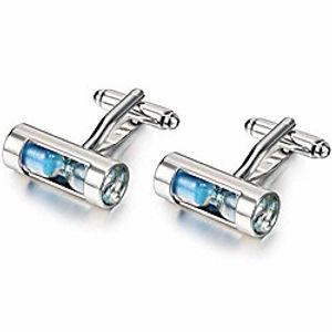 platinum plated hourglass sand timer style father's day wedding cocktail party anniversary cufflinks (blue) miniinthebox