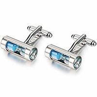 platinum plated hourglass sand timer style father's day wedding cocktail party anniversary cufflinks (blue) miniinthebox - thumbnail