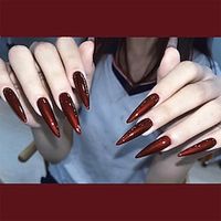 Halloween Nails Long Stiletto Press on Nails Bloody Mary Design Fake Nails Dark Red Witch Nails Glossy Acrylic Nails Stick on Nails Jelly Press on Nails for Women and Girls Cosplay Manicure 24Pcs Lightinthebox - thumbnail