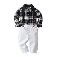 Kids Toddler Boys' Shirt  Pants Clothing Set 4 Pieces Long Sleeve Black Print Formal Performance Basic 2-6 Years miniinthebox - thumbnail