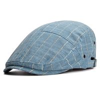 Mens Women Summer Thin Breathable Hole Stripe Beret Hat Casual Sunscreen Visor Flat Caps