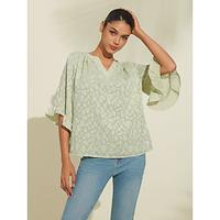 Mesh Sleeve Ruffle Peplum Shirt Lightinthebox