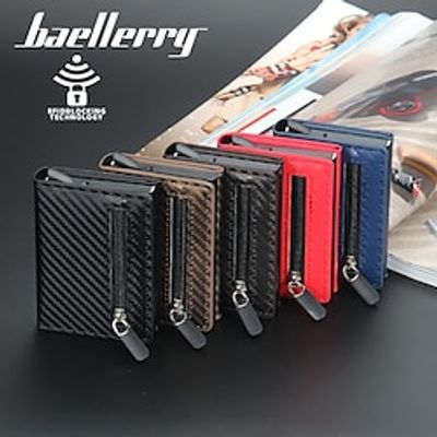 Baellerry Men's Aluminum Box Carbon Fiber Anti-theft Card Bag Short Automatic Bullet Card Beauty Card Sleeve Wallet Coin Purse miniinthebox Baellerry Men's Aluminum Box Carbon Fiber Anti-theft Card Bag Short Automatic Bullet Card Beauty Card Sleeve Wallet Coin Purse miniinthebox