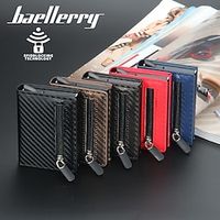 Baellerry Men's Aluminum Box Carbon Fiber Anti-theft Card Bag Short Automatic Bullet Card Beauty Card Sleeve Wallet Coin Purse miniinthebox - thumbnail