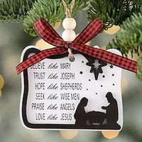 Believe Like Mary, Trust Like Joseph, Hope Like Shepherds, Seek Like Wise Men, Love Like Jesus Ornament, Christmas Nativity Scene Ornaments ,Round Wooden Jesus Sign Nativity Ornaments miniinthebox - thumbnail