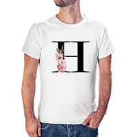 Men's Unisex Tee T shirt Hot Stamping Graphic Prints Letter Plus Size Print Short Sleeve Casual Tops Cotton Basic Fashion Designer Big and Tall White Wine Black Lightinthebox - thumbnail
