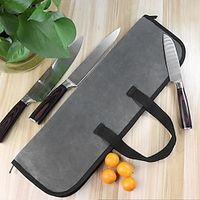 Pro Chef'S Knife Roll (4 Slots), Heavy-Duty Wax Canvas Knife Bag That Can Accommodate 4 Knives, Durable Handle, Portable Knife Carrying, Unisex, Very Suitable For Travel, Work, Barbecue, Camping miniinthebox - thumbnail