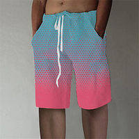 Men's Summer Shorts Beach Shorts Drawstring Elastic Waist Graphic Color Block Breathable Soft Short Casual Daily Holiday Streetwear Hawaiian Blue Purple Micro-elastic Lightinthebox - thumbnail