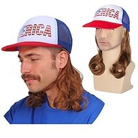 Unisex Loose Curly Hair Hat Adjustable Attached Hair Long Cap Baseball Hairstyle Hair Wig Hiphop For Women Girls And Men Boys Mullet Wig Lightinthebox - thumbnail