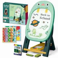 Little Story Artist Penguin Double Sided Magnetic Drawing Board 46 Pcs With 2 Board Games - Green LS_DIYDB_PGR