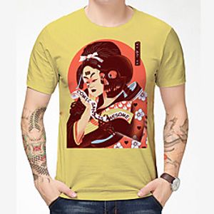 Men's Tee T shirt 3D Print Graphic Prints Skull Portrait 3D Print Short Sleeve Casual Tops Casual Fashion Cool Light Yellow miniinthebox