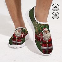 Men's Sneakers Loafers  Slip-Ons Print Shoes Xmas Shoes Plus Size Flyknit Shoes Fitness  Cross Training Shoes Walking Sporty Casual Outdoor Christmas Xmas Mesh Breathable Comfortable Loafer Green Lightinthebox