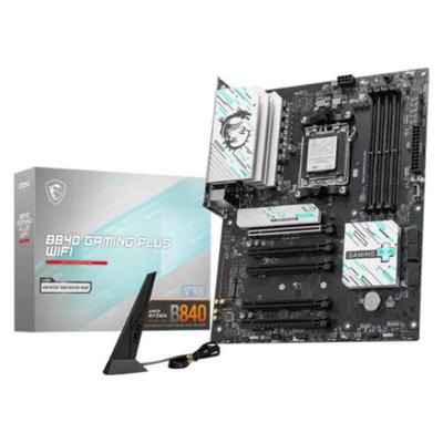 MSI B840 Gaming Plus WiFi AM5 ATX Motherboard, AMD B840 Chipset, 4x DDR5 UDIMM Slots, Up to 256GB Max Memory, 5x PCIe x16 Slots, 2x M.2 Slots, WiFi & BT Connectivity