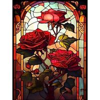 1pc Floral DIY Diamond Painting Glass Crystal Painted Rose Diamond Painting Handcraft Home Gift Without Frame miniinthebox - thumbnail