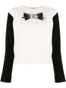 Chanel Pre-Owned 1995 intarsia-bow cashmere jumper - White