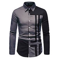 Men's Shirt Patchwork Long Sleeve Casual Tops Fashion Red Black Gray Lightinthebox - thumbnail