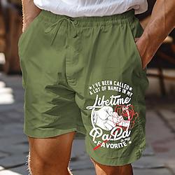 Father's Day Floral Text Print Men's Hemp Shorts Summer Hawaiian Shorts Beach Shorts Printed Drawstring Elastic Waist Breathable Soft Shorts Casual Daily Holiday Streetwear Lightinthebox