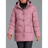 Women's Parka Puffer Jacket Winter Coat Zip up Coat Thermal Warm Heated Coat Fall Outerwear with Pockets Classic Long Sleeve Pink Lightinthebox - thumbnail