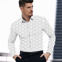 Geometry Business Men's Shirt Daily Wear Going out Spring  Summer Turndown Long Sleeve Black, White, Blue S, M, L 4-Way Stretch Fabric Shirt Lightinthebox - thumbnail