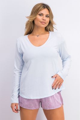 Womens Pullover Top Light Blue Womens Pullover Top Light Blue