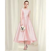 A-Line Reformation Amante Minimalist Party Wear Engagement Dress Jewel Neck Sleeveless Ankle Length Satin with Sleek 2021 miniinthebox - thumbnail