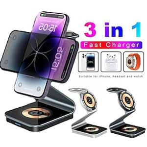Magnetic 3 in 1 Wireless Charger Stand for iPhone 14 13 12 Pro Max Mini 15W Wireless Charging Station for Apple Watch AirPods miniinthebox
