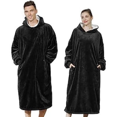 Adults' Oversized Hoodie Blanket Wearable Blanket With Pocket Plain Onesie Pajamas Flannel Cosplay For Men's Women's Christmas Animal Sleepwear Cartoon Festival  Holiday Costumes Lightinthebox