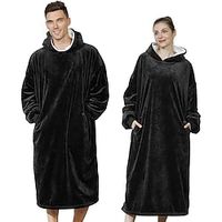 Adults' Oversized Hoodie Blanket Wearable Blanket With Pocket Plain Onesie Pajamas Flannel Cosplay For Men's Women's Christmas Animal Sleepwear Cartoon Festival  Holiday Costumes Lightinthebox - thumbnail