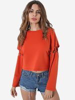 Criss-cross Hollow Women Sweatshirts