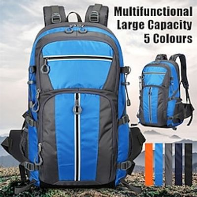 Men's Backpack School Bag Bookbag Functional Backpack Tactical Backpack School Outdoor Camping  Hiking Polyester Large Capacity Waterproof Durable Buckle Zipper / Black / dark blue / orange miniinthebox