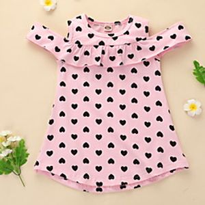 Kids Little Girls' Dress Geometric Print Blushing Pink Knee-length Short Sleeve Cute Dresses Fall Summer Regular Fit 2-6 Years miniinthebox