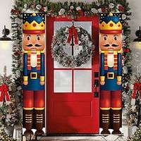 Christmas Nutcracker Door Porch Sign Banners Xmas Decoration Hanging Banner Signs Couplets Gate Garden Front Door Home Outdoor Yard Party Decor Supplies miniinthebox - thumbnail