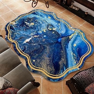 Shiny Irregular Shaped Area Rug Non Slip Door Mat Floor Mat Bedside Livingroom Bedroom Indoor Outdoor Living Room Carpet Marble Irregular Foldable Area Mat No Care Chair Mat miniinthebox