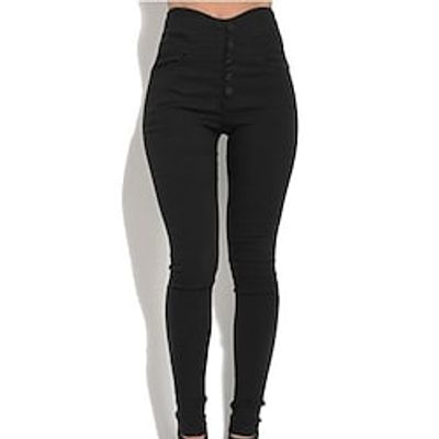 Women's Leggings Cotton Army Green Brown Black High Waist Basic Streetwear Daily Weekend Pocket Full Length Comfort Plain S M L XL XXL  Slim Lightinthebox