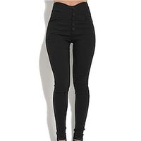 Women's Leggings Cotton Army Green Brown Black High Waist Basic Streetwear Daily Weekend Pocket Full Length Comfort Plain S M L XL XXL  Slim Lightinthebox - thumbnail
