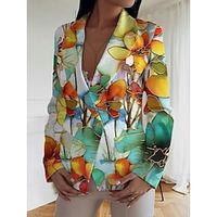 Women's Blazer Floral Print Work Office Business Blazer Suit Party Wedding Spring Jacket Outerwear Summer Lightinthebox - thumbnail