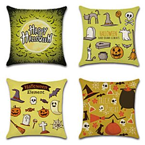 Halloween Double Side Cushion Cover 4PC Soft Decorative Square Throw Pillow Cover Cushion Case Pillowcase for Bedroom Livingroom Superior Quality Machine Washable Indoor Cushion for Sofa Couch Bed Chair Lightinthebox