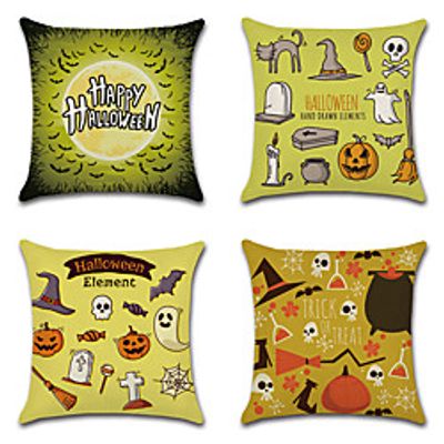 Halloween Double Side Cushion Cover 4PC Soft Decorative Square Throw Pillow Cover Cushion Case Pillowcase for Bedroom Livingroom Superior Quality Machine Washable Indoor Cushion for Sofa Couch Bed Chair Lightinthebox