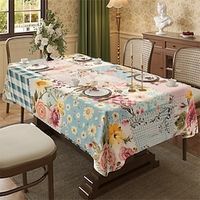 Rural American Floral Pattern Print Rectangle Tablecloth Waterproof Rectangular Table Cloth  for Kitchen Dining Lightinthebox