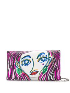 Moschino doodle face crossbody bag - PURPLE