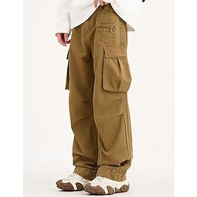 Men's Cargo Pants Cargo Trousers Techwear Pocket Elastic Waist Plain Comfort Breathable Outdoor Daily Going out Casual Big and Tall Black Brown Lightinthebox