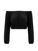 Sexy Off-shoulder Solid Color Long Sleeve Crop Tops - thumbnail