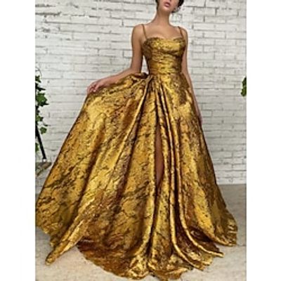 A-Line Evening Gown High Split Dress Formal Christmas Court Train Sleeveless Spaghetti Strap Sequined with Glitter Pleats Ruched 2023 Lightinthebox A-Line Evening Gown High Split Dress Formal Christmas Court Train Sleeveless Spaghetti Strap Sequined with Glitter Pleats Ruched 2023 Lightinthebox