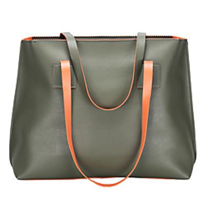 Women's Bags PU Leather Tote Zipper Solid Colored Color Combo Shopping Daily Tote Army Green Black Red Navy Blue Lightinthebox