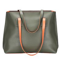 Women's Bags PU Leather Tote Zipper Solid Colored Color Combo Shopping Daily Tote Army Green Black Red Navy Blue Lightinthebox - thumbnail